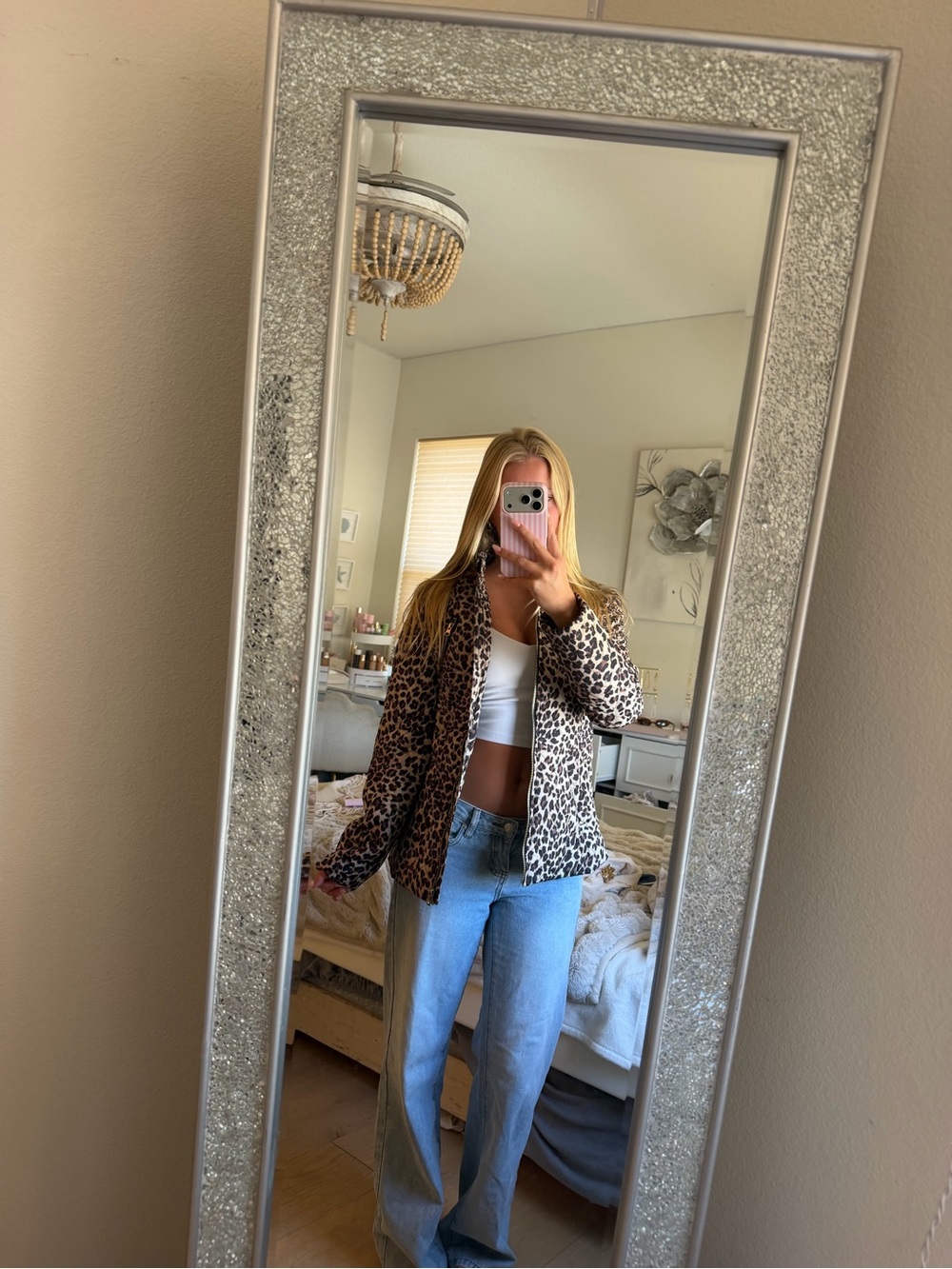 SO Leopard Print Jean Jacket - Brown/Black